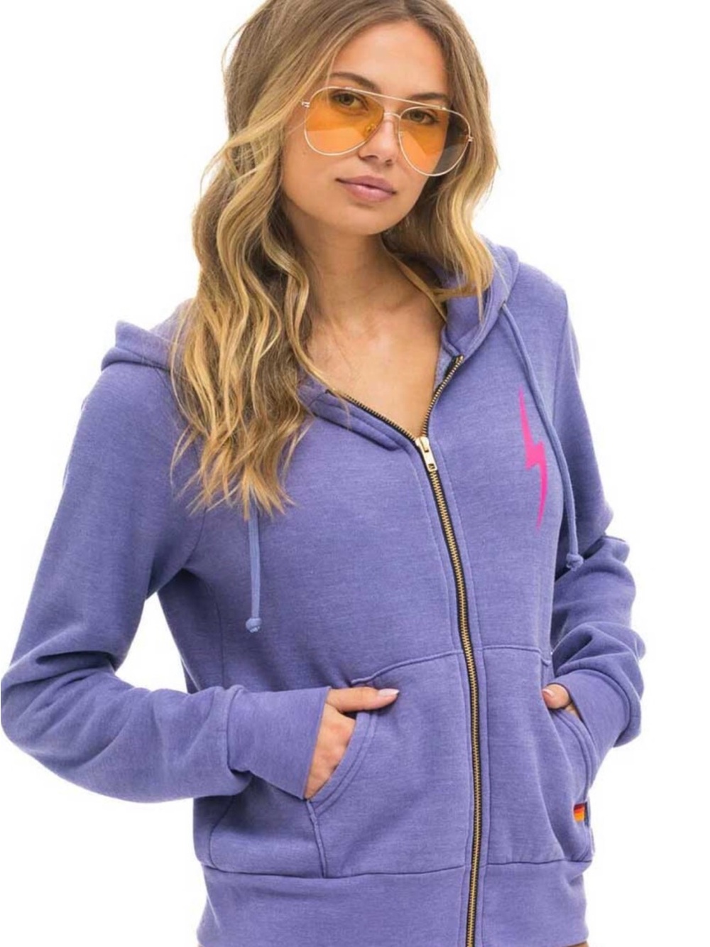 Aviator Nation BOLT 2 HOODIE - LAVENDER // NEON PINK